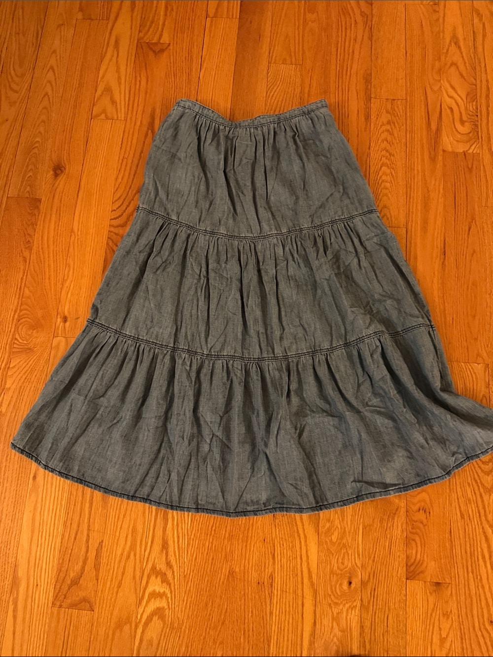 ba&sh Chambray Tiered Maxi Skirt - Denim Blue